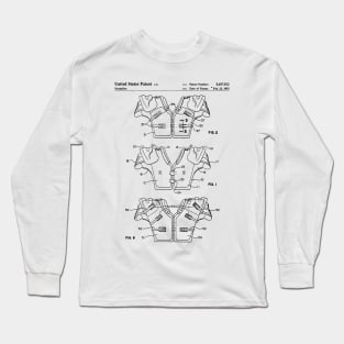 Football Pads Patent - American Football Art - Black And White Long Sleeve T-Shirt